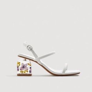Mango - Flowered heel leather sandals